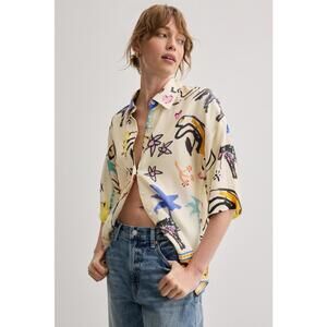 ROMY Multicolored Lover Shirt Size M with Minor Snags and Stains